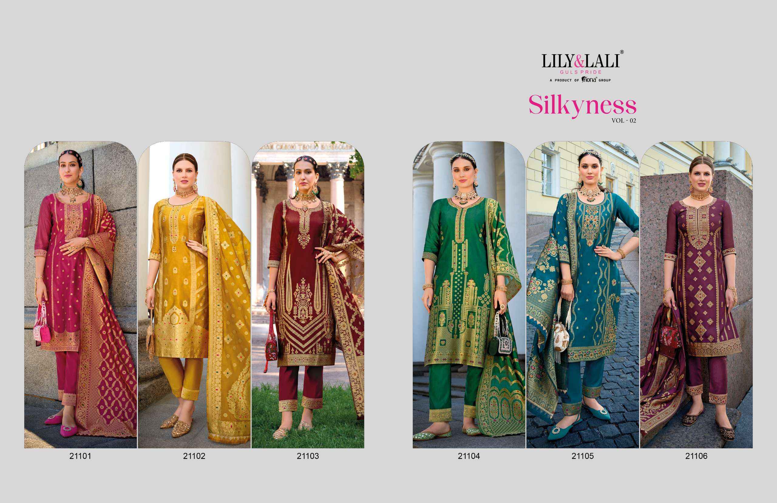 LILY AND LALI SILKYNESS VOL 2 ORGANZA JACQUARD READY MADE SUIT ( 6 PCS CATALOG )