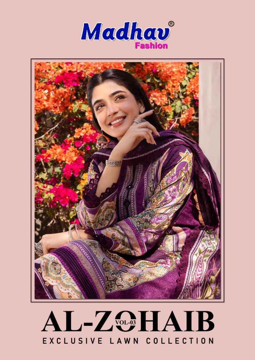 Madhav Fashion Al Zohaib Vol 3 Lawn Cotton pakistani suits ( 6 pcs Catalogue )