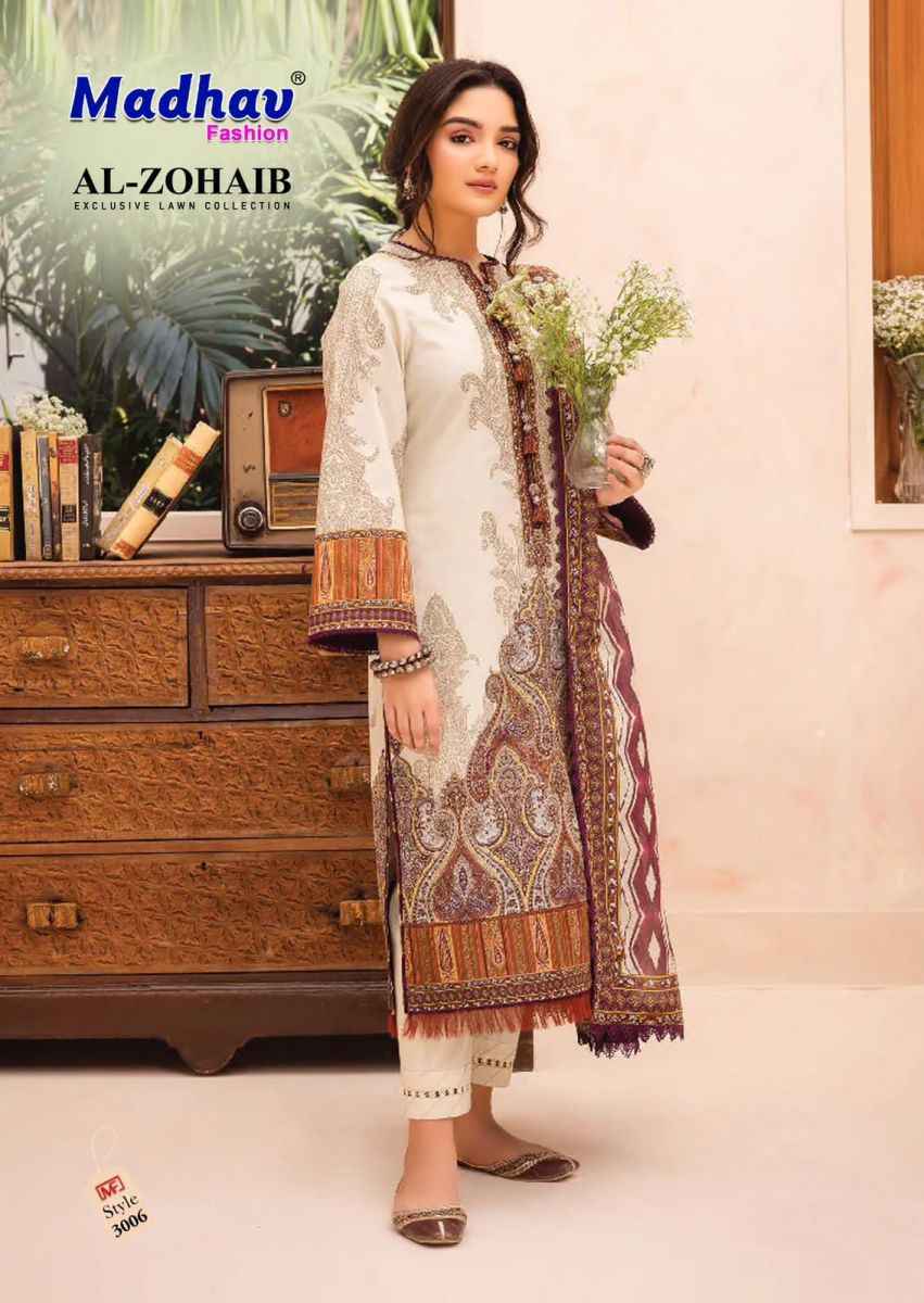 Madhav Fashion Al Zohaib Vol 3 Lawn Cotton pakistani suits ( 6 pcs Catalogue )