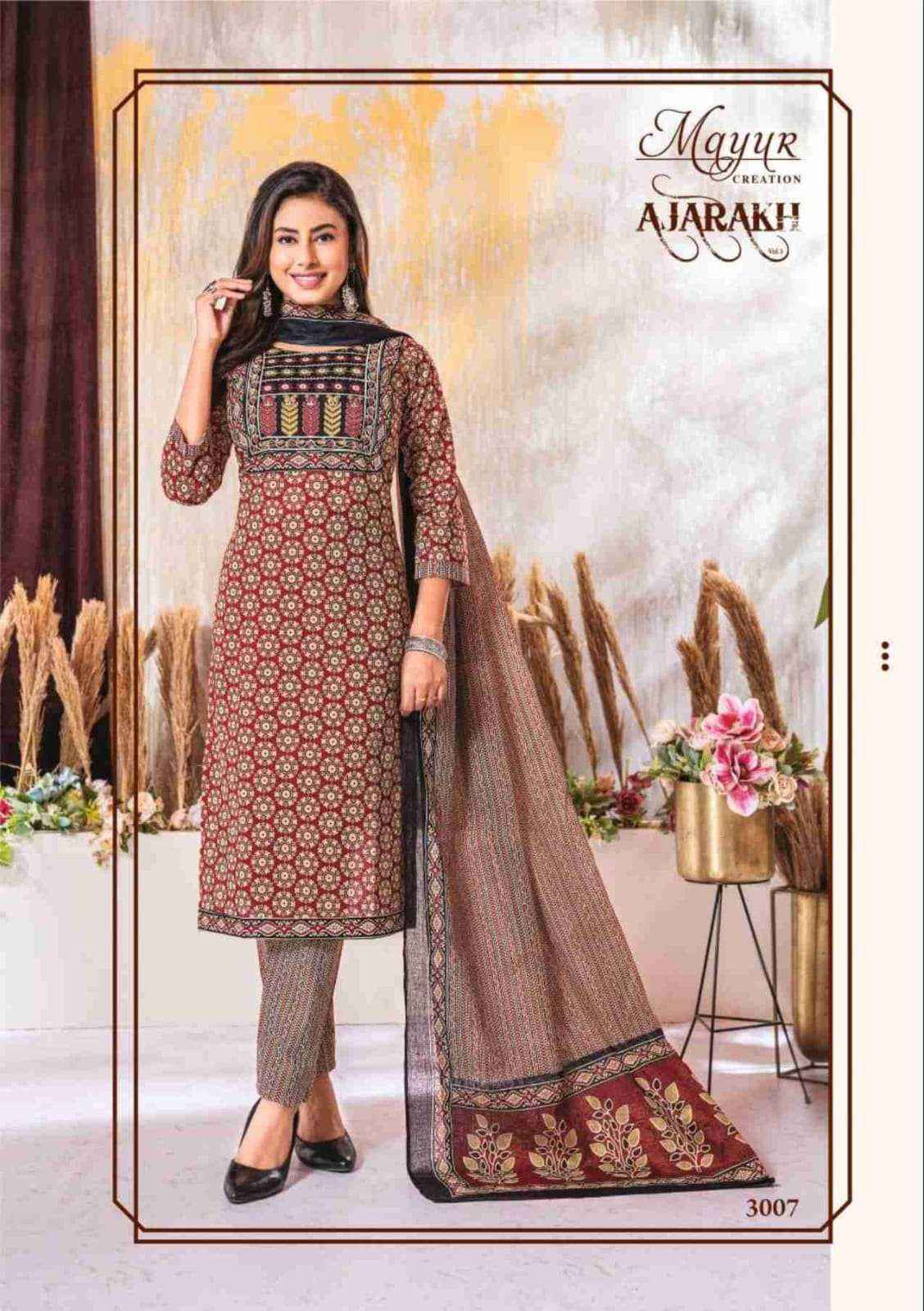 MAYUR CREATION AJARAKH VOL 3 COTTON PRINT KURTI COMBO SET