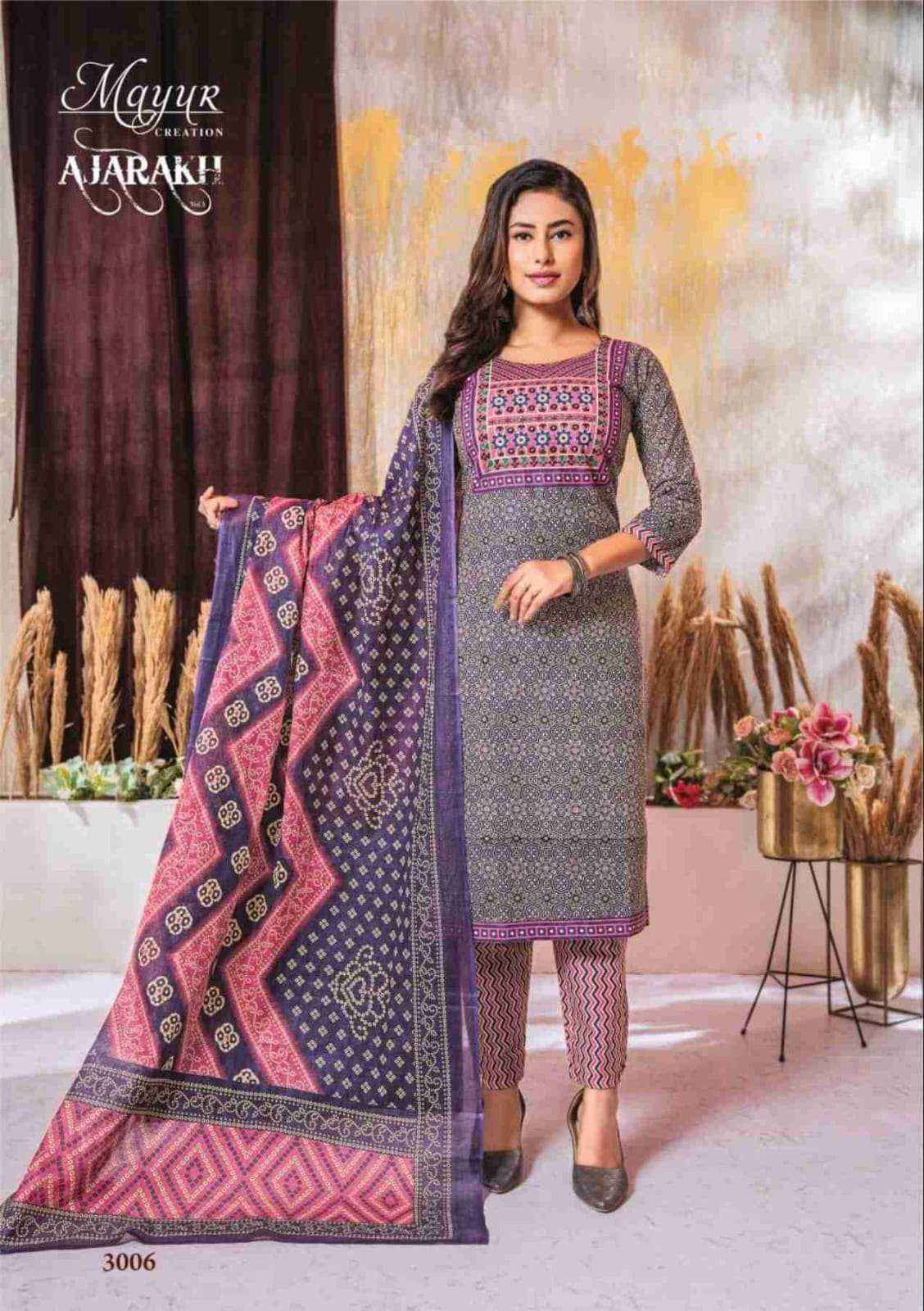 MAYUR CREATION AJARAKH VOL 3 COTTON PRINT KURTI COMBO SET