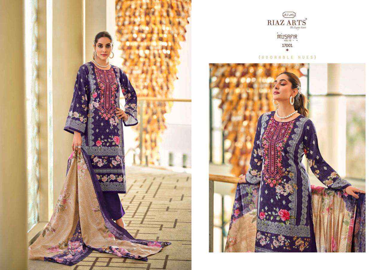 RIAZ ARTS MUSAFIR VOL 12 LAWN COTTON DESIGNER SUITS ( 8 PCS CATALOG )