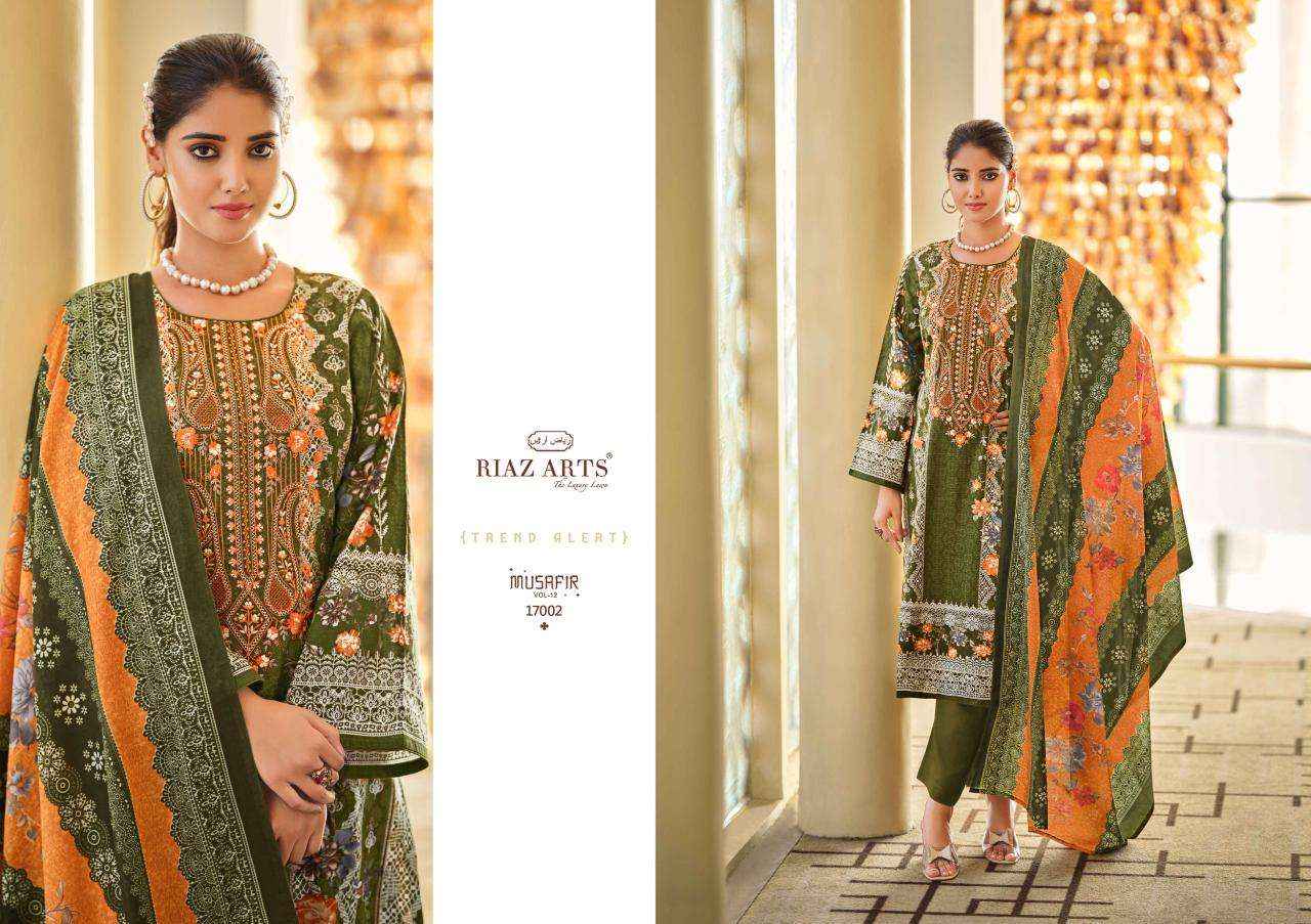 RIAZ ARTS MUSAFIR VOL 12 LAWN COTTON DESIGNER SUITS ( 8 PCS CATALOG )