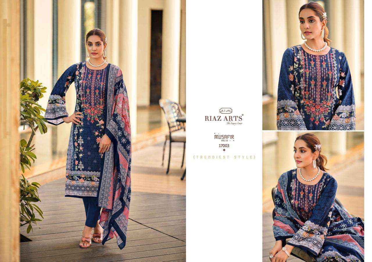 RIAZ ARTS MUSAFIR VOL 12 LAWN COTTON DESIGNER SUITS ( 8 PCS CATALOG )