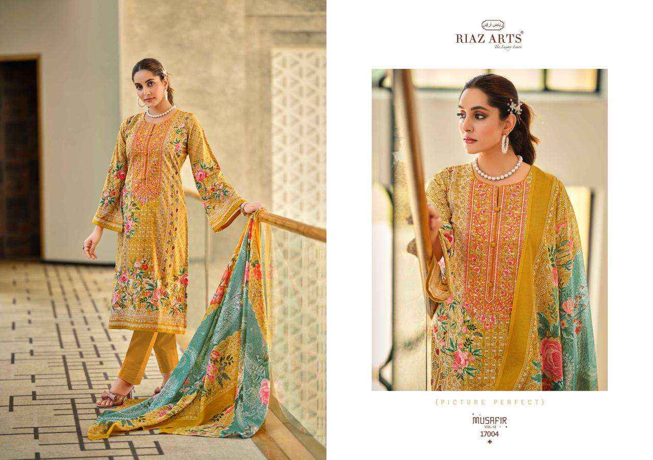 RIAZ ARTS MUSAFIR VOL 12 LAWN COTTON DESIGNER SUITS ( 8 PCS CATALOG )