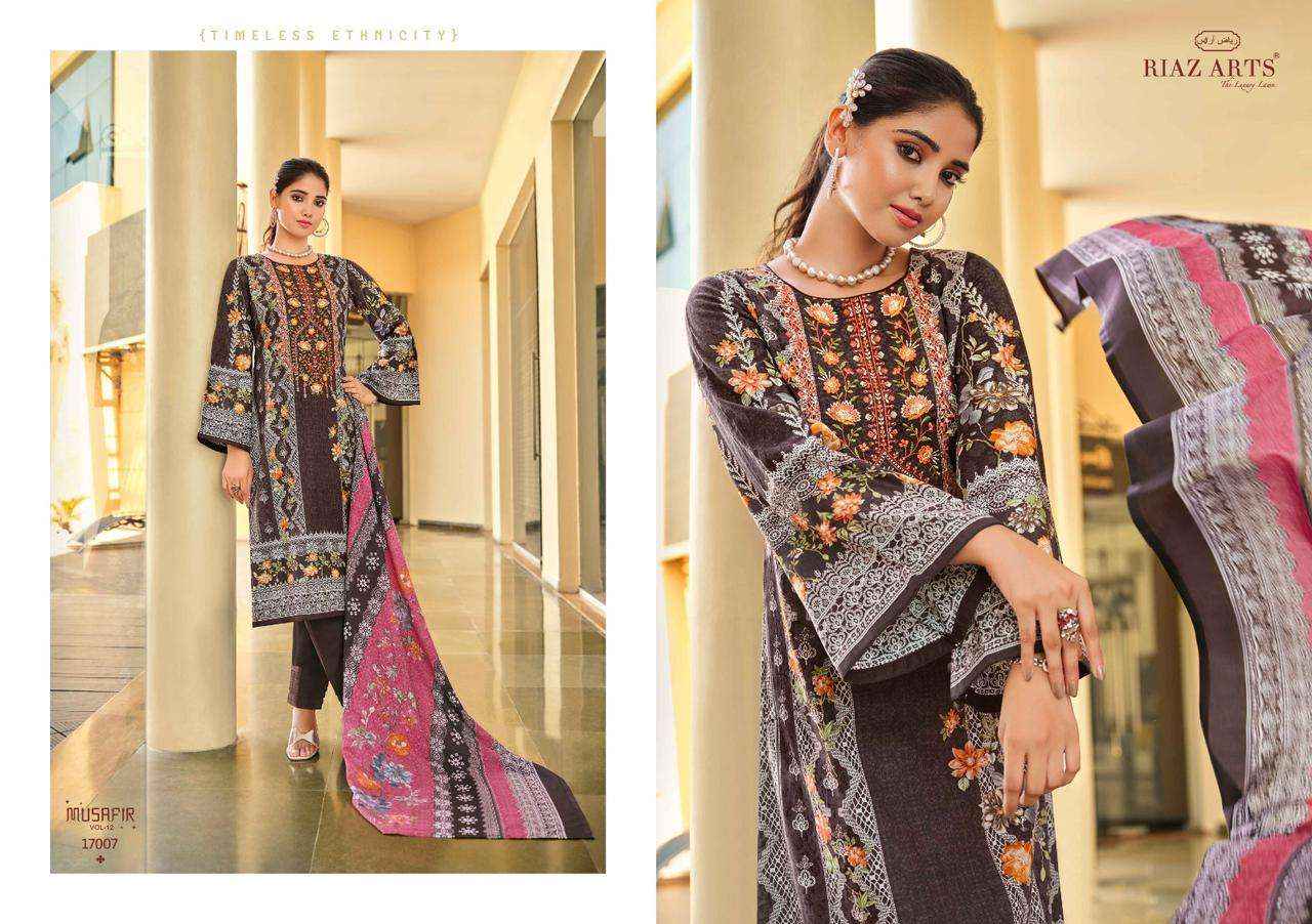 RIAZ ARTS MUSAFIR VOL 12 LAWN COTTON DESIGNER SUITS ( 8 PCS CATALOG )