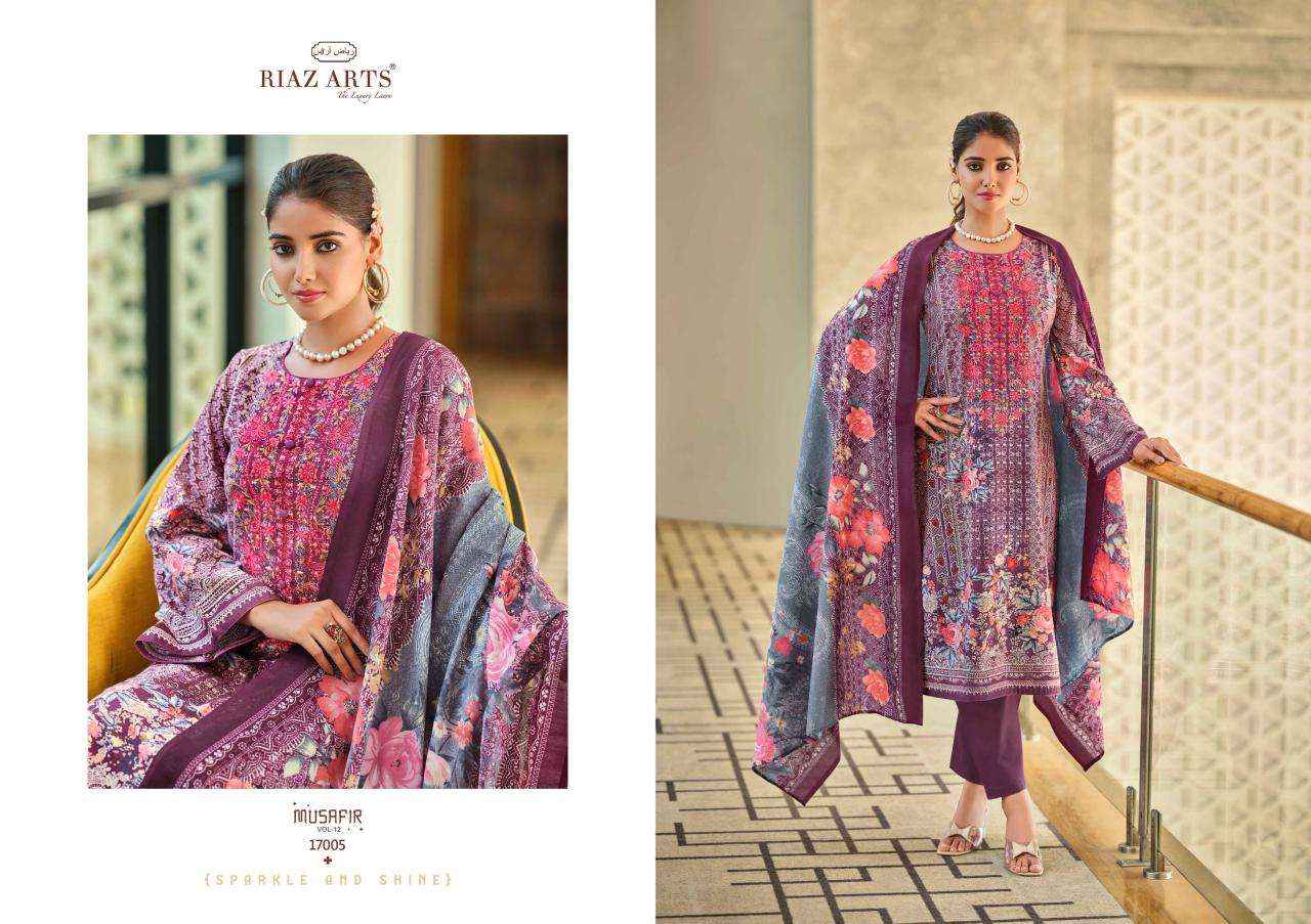 RIAZ ARTS MUSAFIR VOL 12 LAWN COTTON DESIGNER SUITS ( 8 PCS CATALOG )