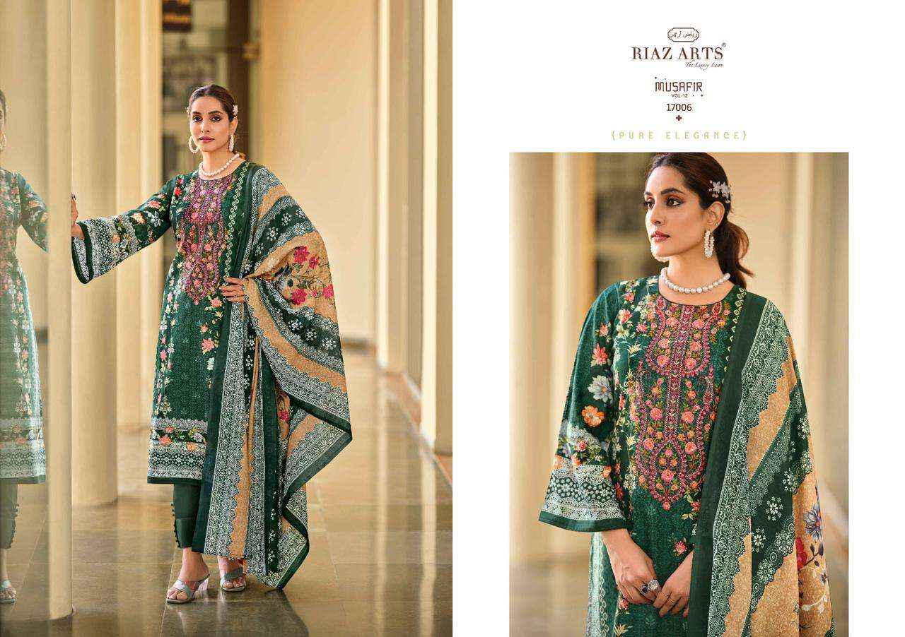 RIAZ ARTS MUSAFIR VOL 12 LAWN COTTON DESIGNER SUITS ( 8 PCS CATALOG )