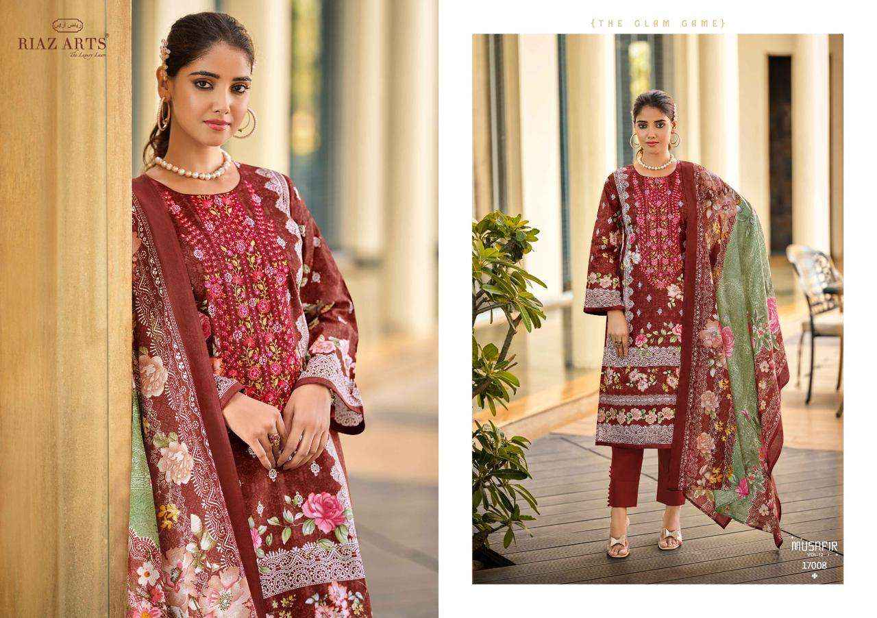 RIAZ ARTS MUSAFIR VOL 12 LAWN COTTON DESIGNER SUITS ( 8 PCS CATALOG )