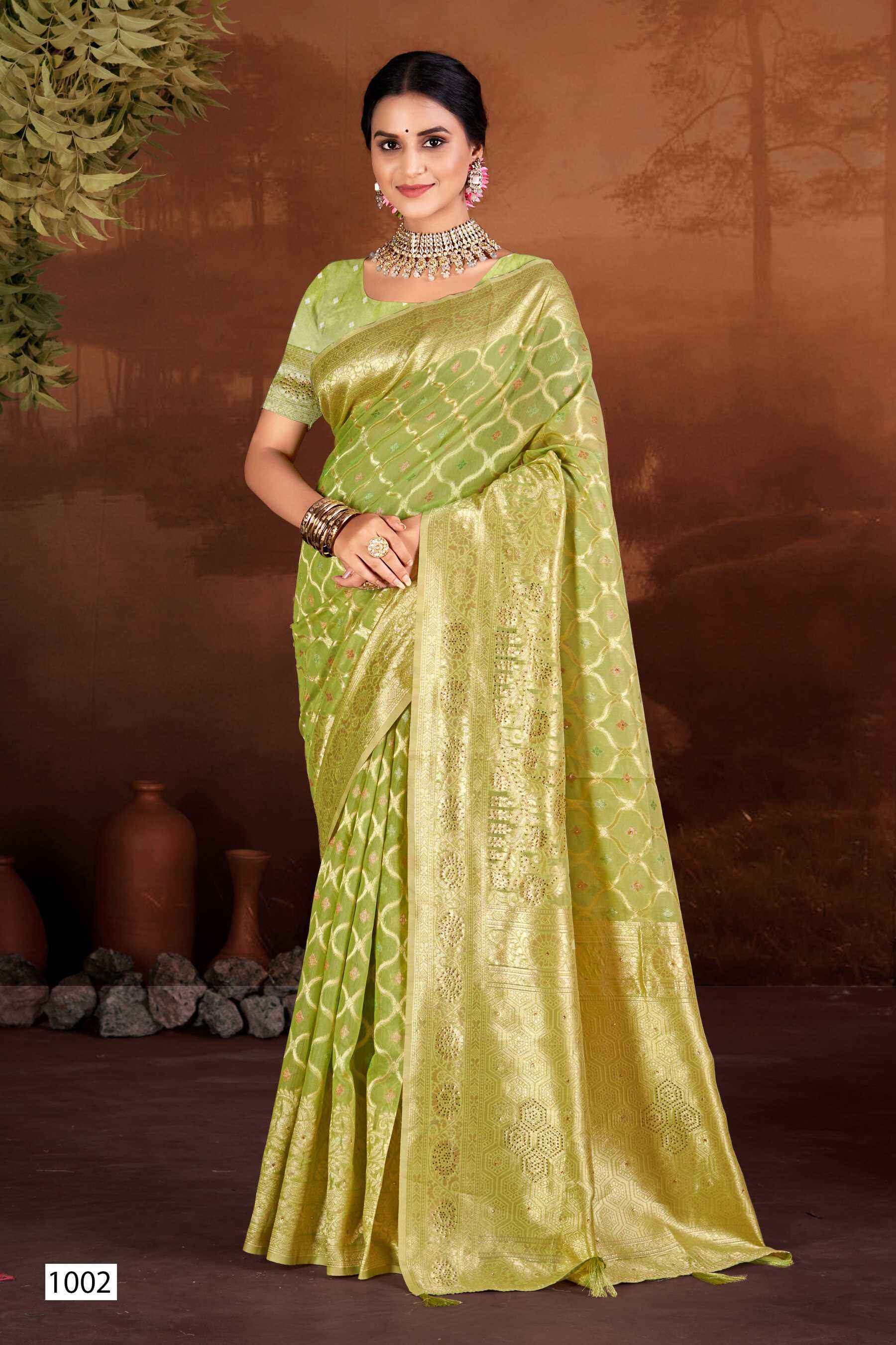 Saroj Sakshi swarovski vol.3 linen saree ( 6 pcs catalog )