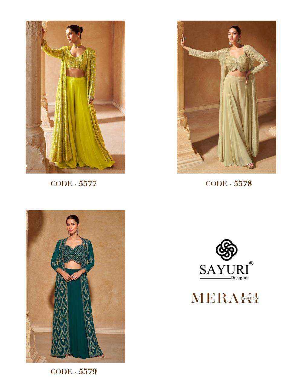 SAYURI DESIGNER MERAKI HEAVY DESIGNER SUITS WHOLESALE PRICE ( 3 PCS CATALOG )