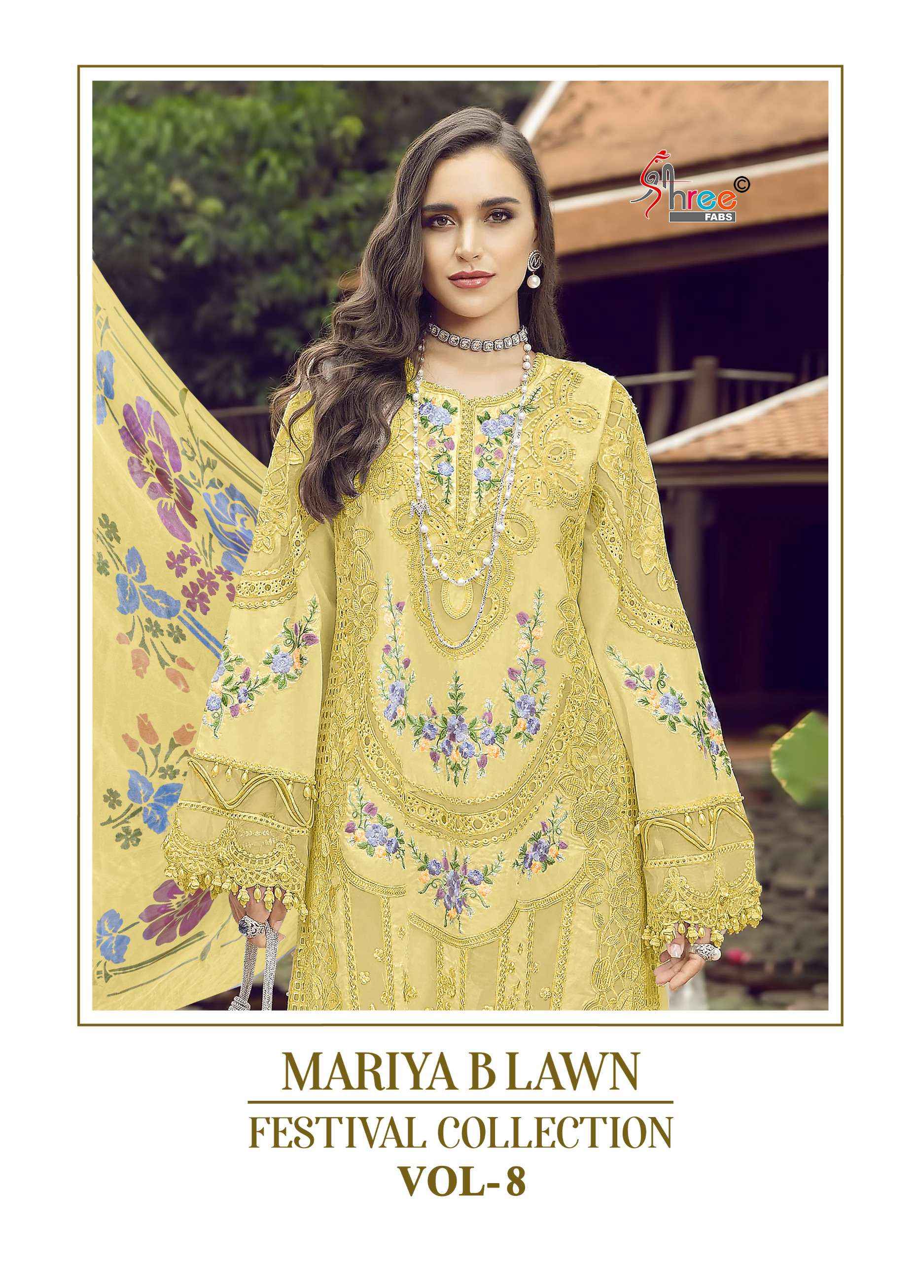 SHREE FABS MARIYA B LAWN FESTIVAL COLLECTION VOL 8 LAWN COTTON SUIT ( 4 PCS CATALOG )