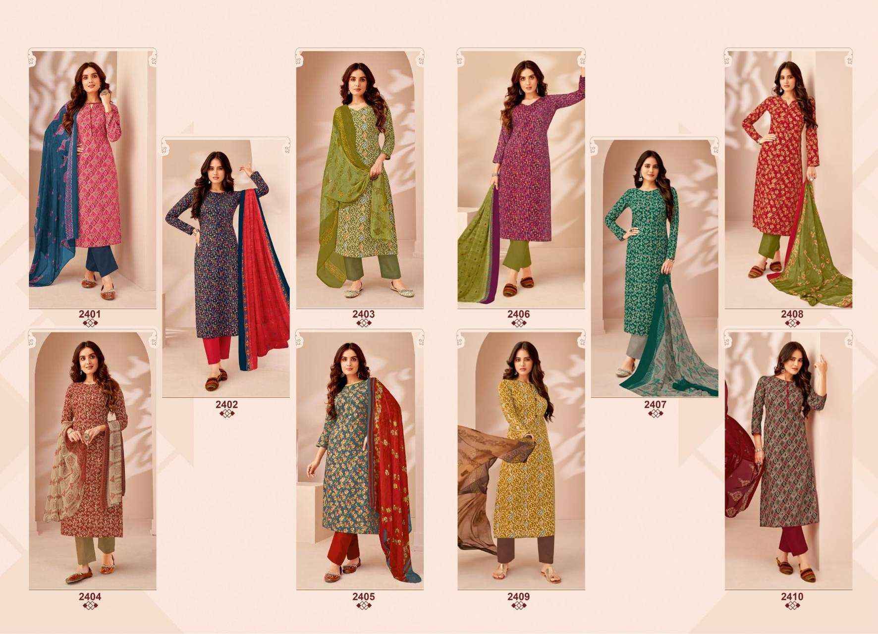 SURYAJYOTI SUHANA VOL 24 COTTON PRINT UNSTITCHED SALWAR KAMEEZ ( 10 PCS CATALOG )