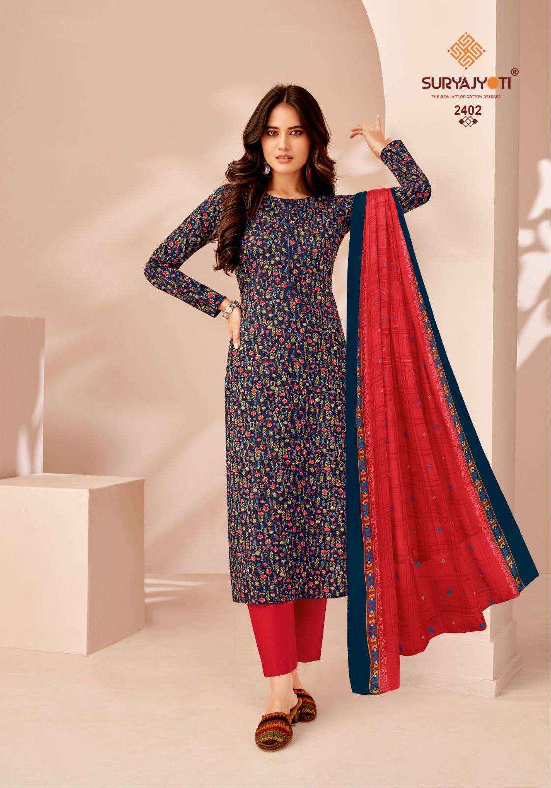 SURYAJYOTI SUHANA VOL 24 COTTON PRINT UNSTITCHED SALWAR KAMEEZ ( 10 PCS CATALOG )