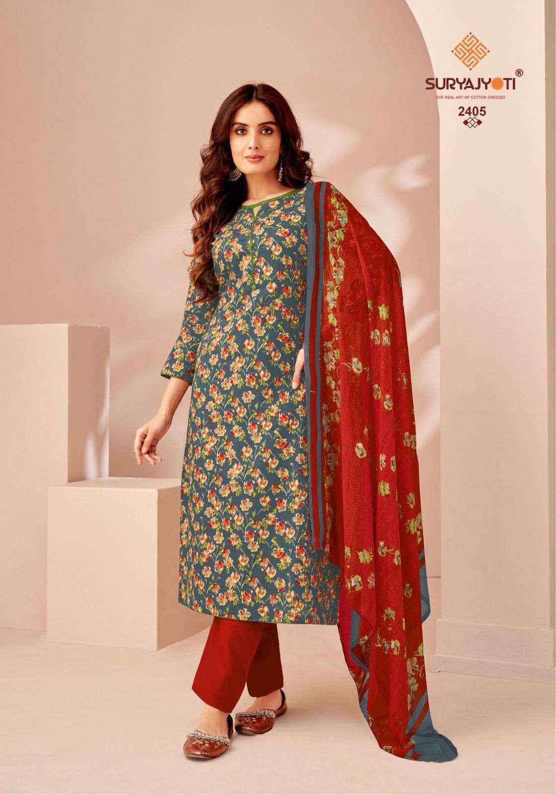 SURYAJYOTI SUHANA VOL 24 COTTON PRINT UNSTITCHED SALWAR KAMEEZ ( 10 PCS CATALOG )