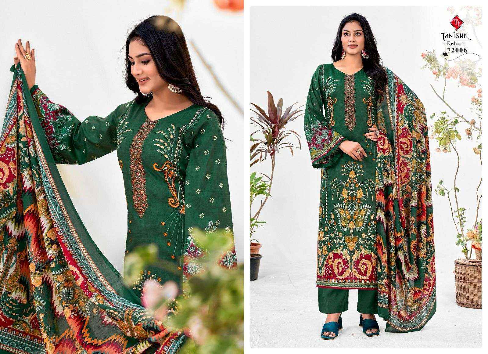 TANISHK FASHION MEHRAAZ VOL 6 COTTON FANCY WORK DRESS MATERIAL ( 8 PCS CATALOG )