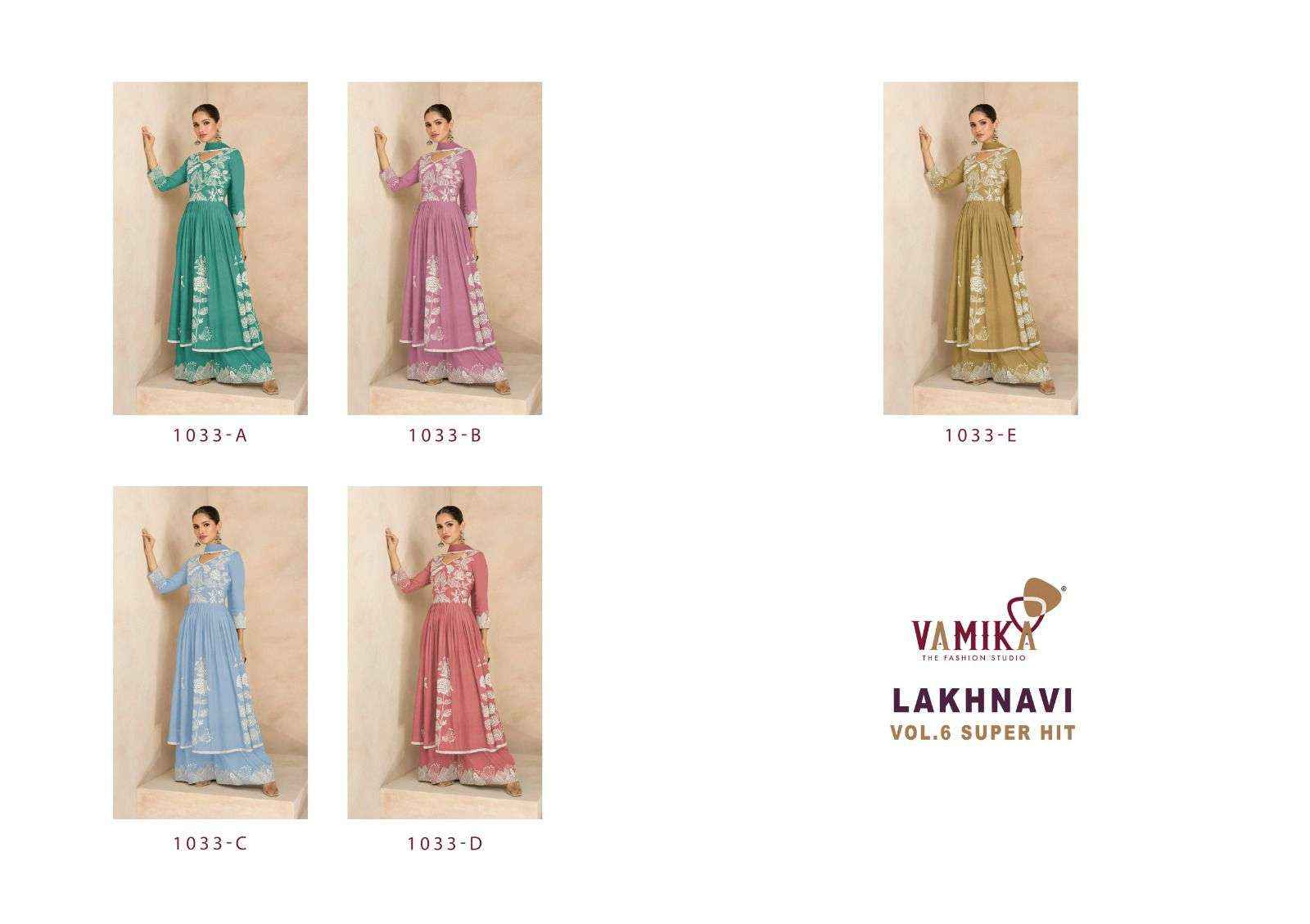 VAMIKA LAKHNAVI VOL 6 SUPER HIT VOL 2 RAYON DESIGNER READYMADE SUIT ( 5 PCS CATALOG )