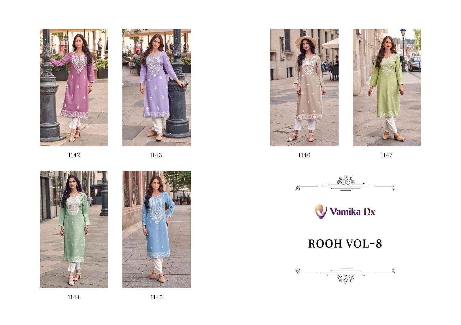 Vamika NX Rooh Vol-8 Rayon Viscose Kurti 6 pcs Catalogue