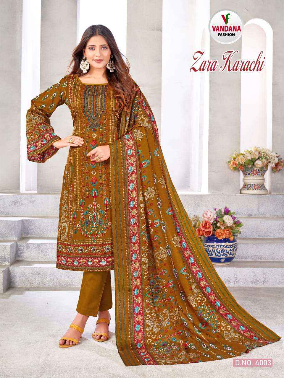 VANDANA FASHION ZARA KARACHI VOL 4 COTTON PRINT SALWAR KAMEEZ ( 10 PCS CATALOG )