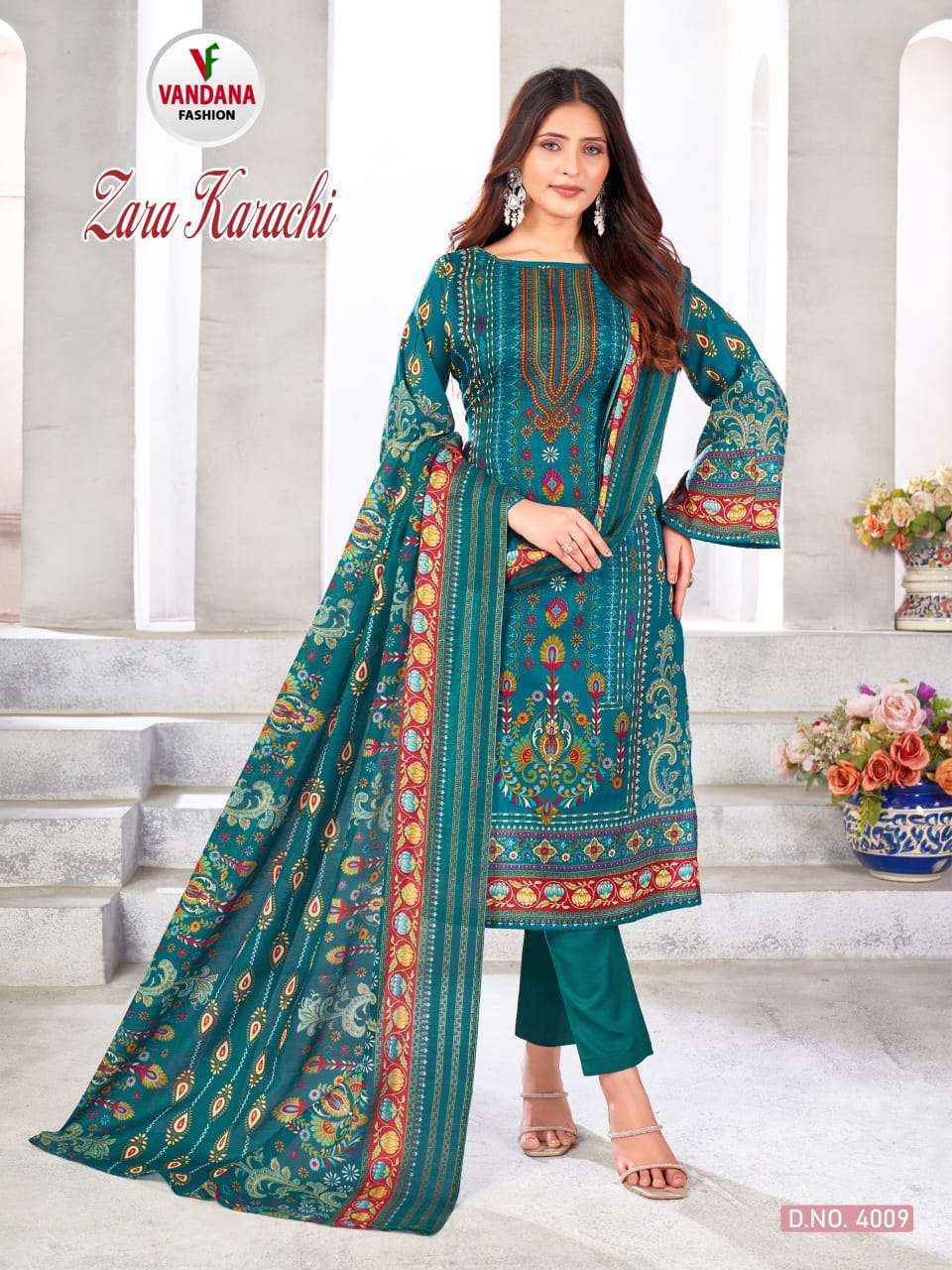 VANDANA FASHION ZARA KARACHI VOL 4 COTTON PRINT SALWAR KAMEEZ ( 10 PCS CATALOG )