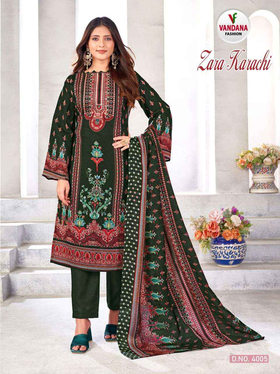 VANDANA FASHION ZARA KARACHI VOL 4 COTTON PRINT SALWAR KAMEEZ ( 10 PCS CATALOG )