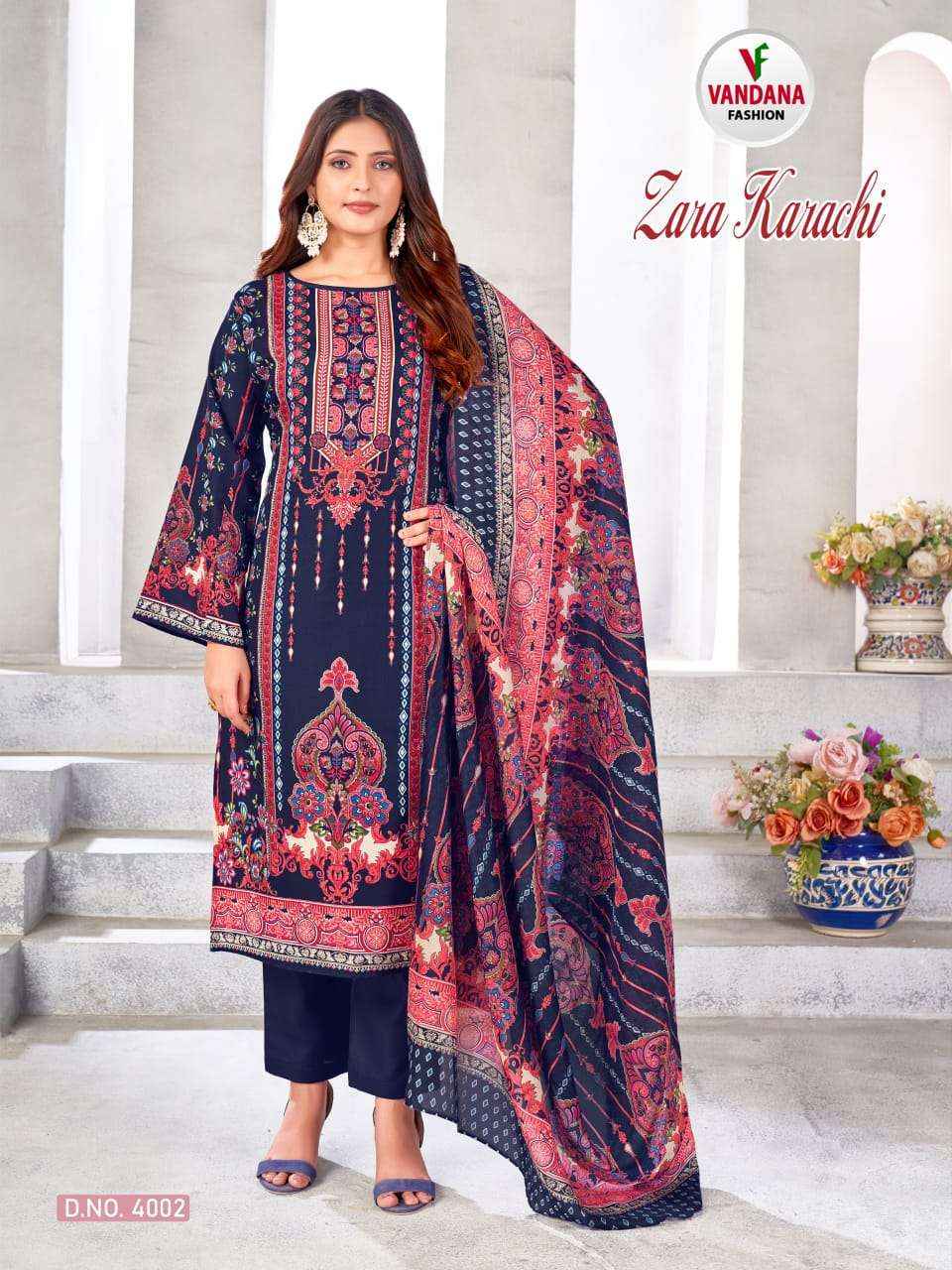 VANDANA FASHION ZARA KARACHI VOL 4 COTTON PRINT SALWAR KAMEEZ ( 10 PCS CATALOG )