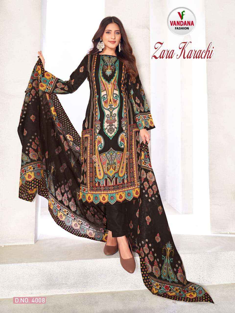 VANDANA FASHION ZARA KARACHI VOL 4 COTTON PRINT SALWAR KAMEEZ ( 10 PCS CATALOG )