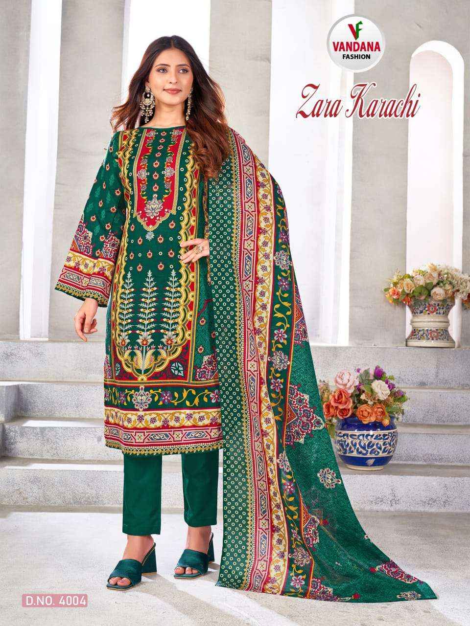 VANDANA FASHION ZARA KARACHI VOL 4 COTTON PRINT SALWAR KAMEEZ ( 10 PCS CATALOG )