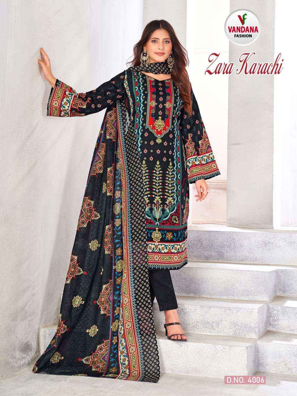 VANDANA FASHION ZARA KARACHI VOL 4 COTTON PRINT SALWAR KAMEEZ ( 10 PCS CATALOG )