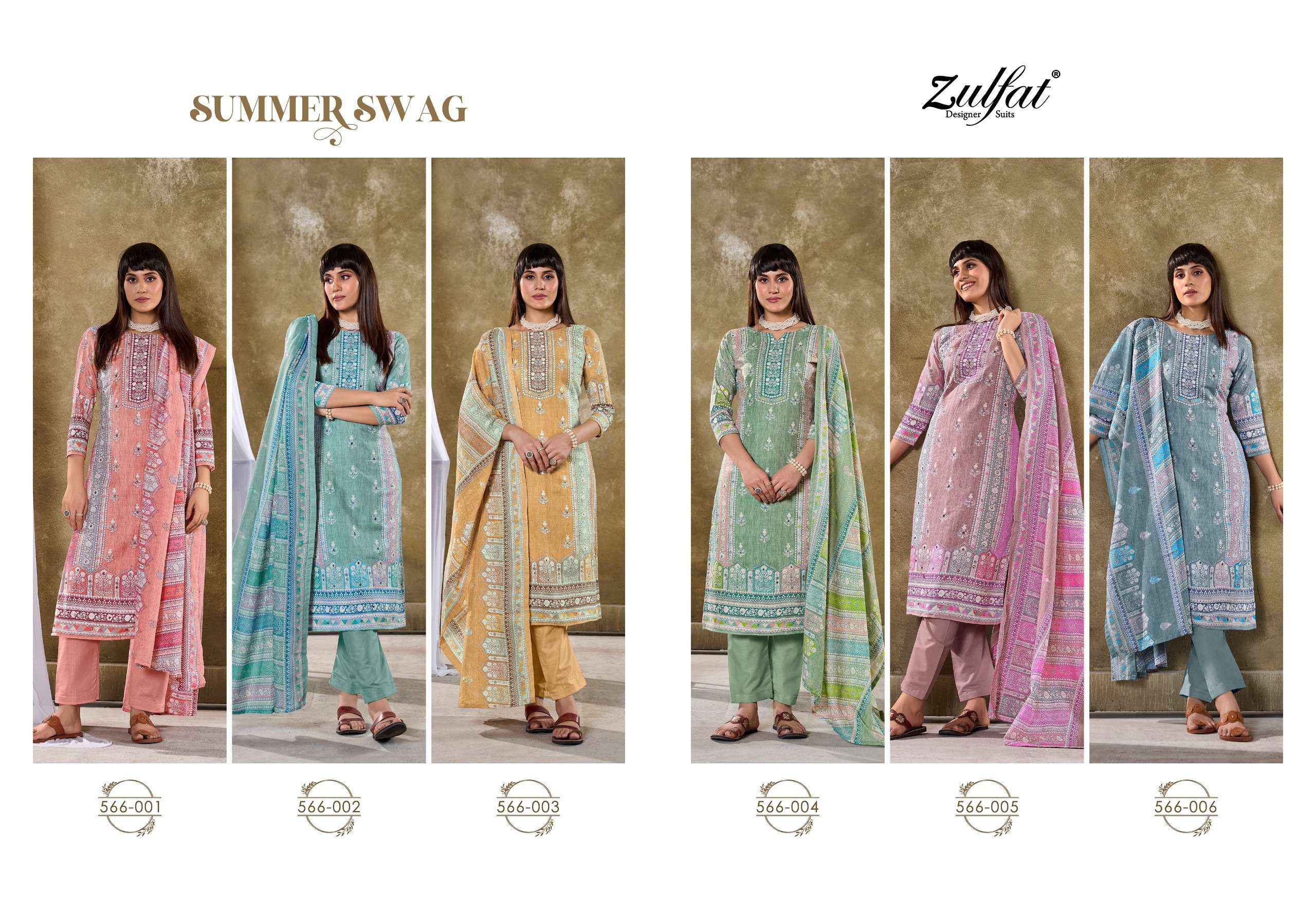 ZULFAT DESIGNER SUITS SUMMER SWAG COTTON SALWAR KAMEEZ ( 6 PCS CATALOG )