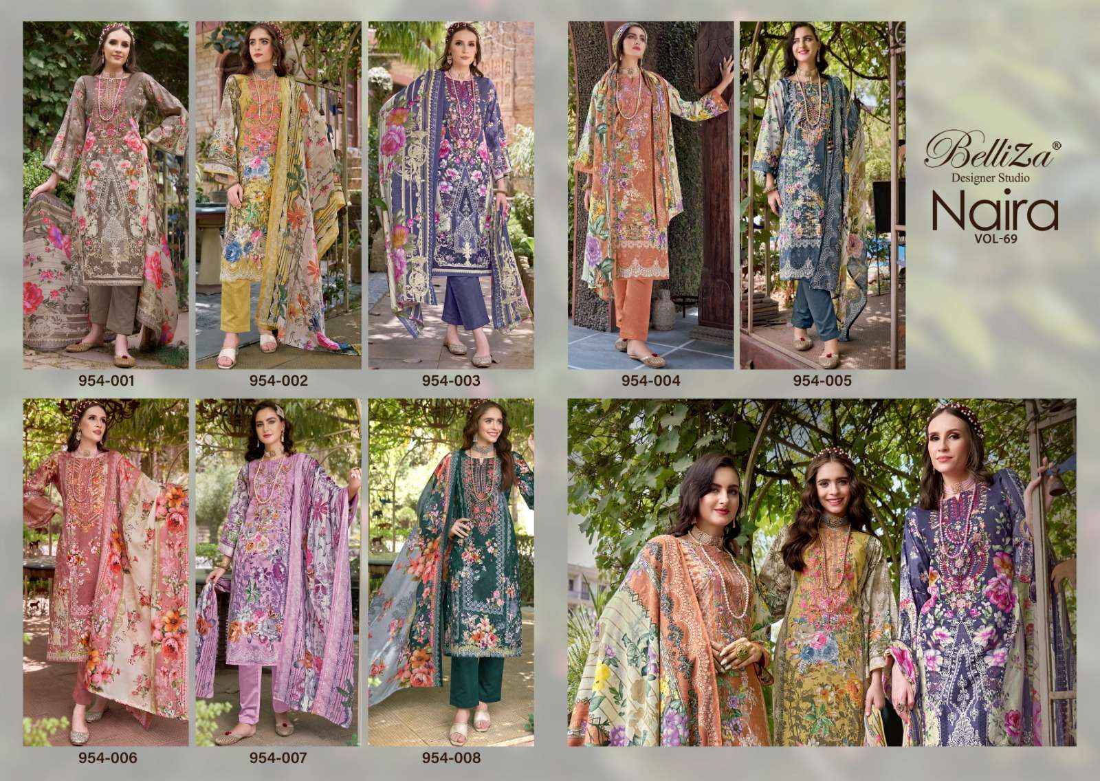 BELLIZA DESIGNER NAIRA VOL 69 COTTON WHOLESALE DRESS MATERIAL ( 8 PCS CATALOG )