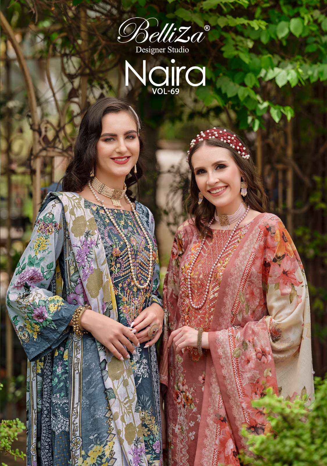 BELLIZA DESIGNER NAIRA VOL 69 COTTON WHOLESALE DRESS MATERIAL ( 8 PCS CATALOG )