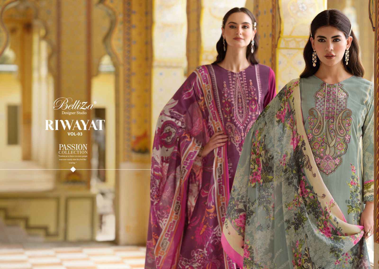 Belliza Designer Riwayat Vol 3 Viscose Rayon Salwar Kameez At Wholesale Price ( 8 pcs catalog )