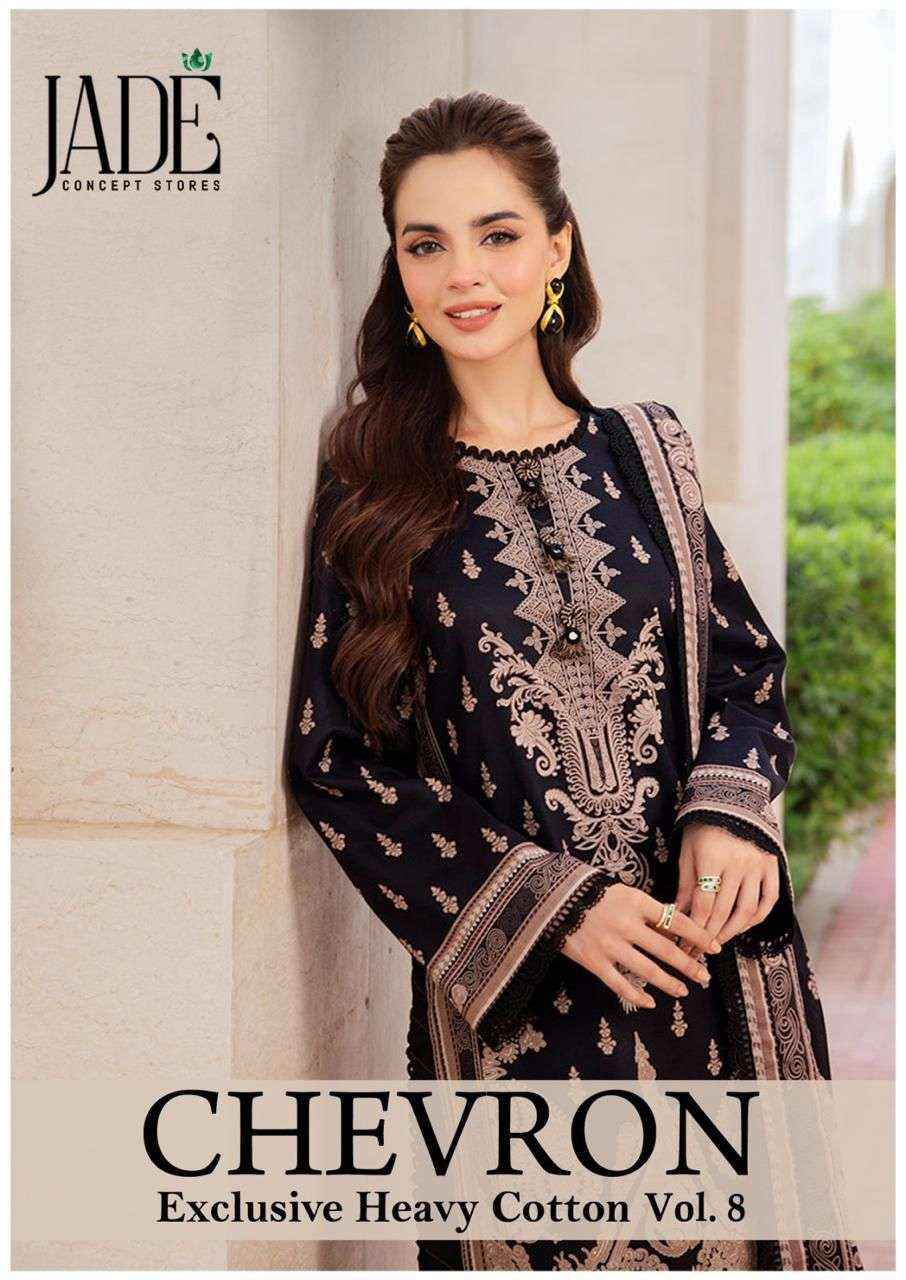 JADE CHEVRON EXCLUSIVE HEAVY COTTON VOL 8 LAWN COTTON PAKISTANI SUIT ( 6 PCS CATALOG )