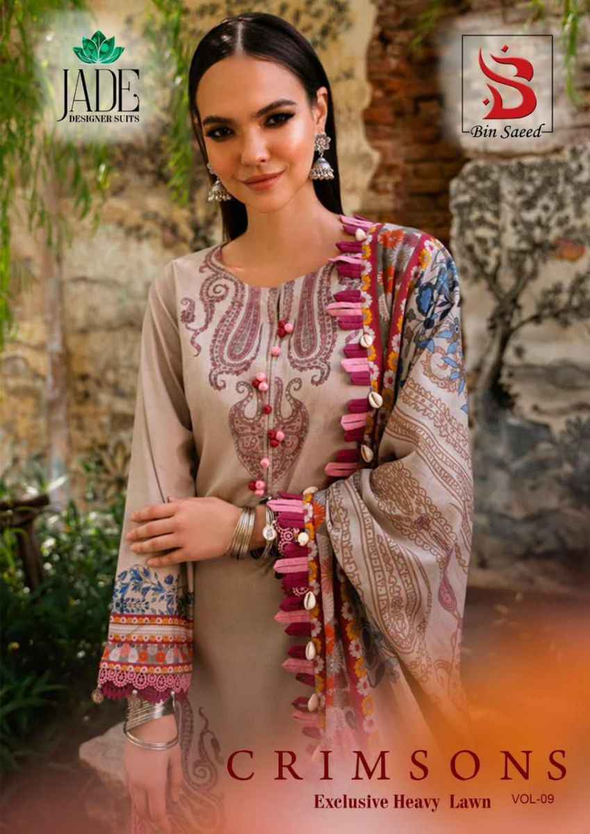 Jade Crimson Exclusive Heavy Lawn Collection Vol 9 Cotton Pakistani Suit ( 6 pc Cataloge )