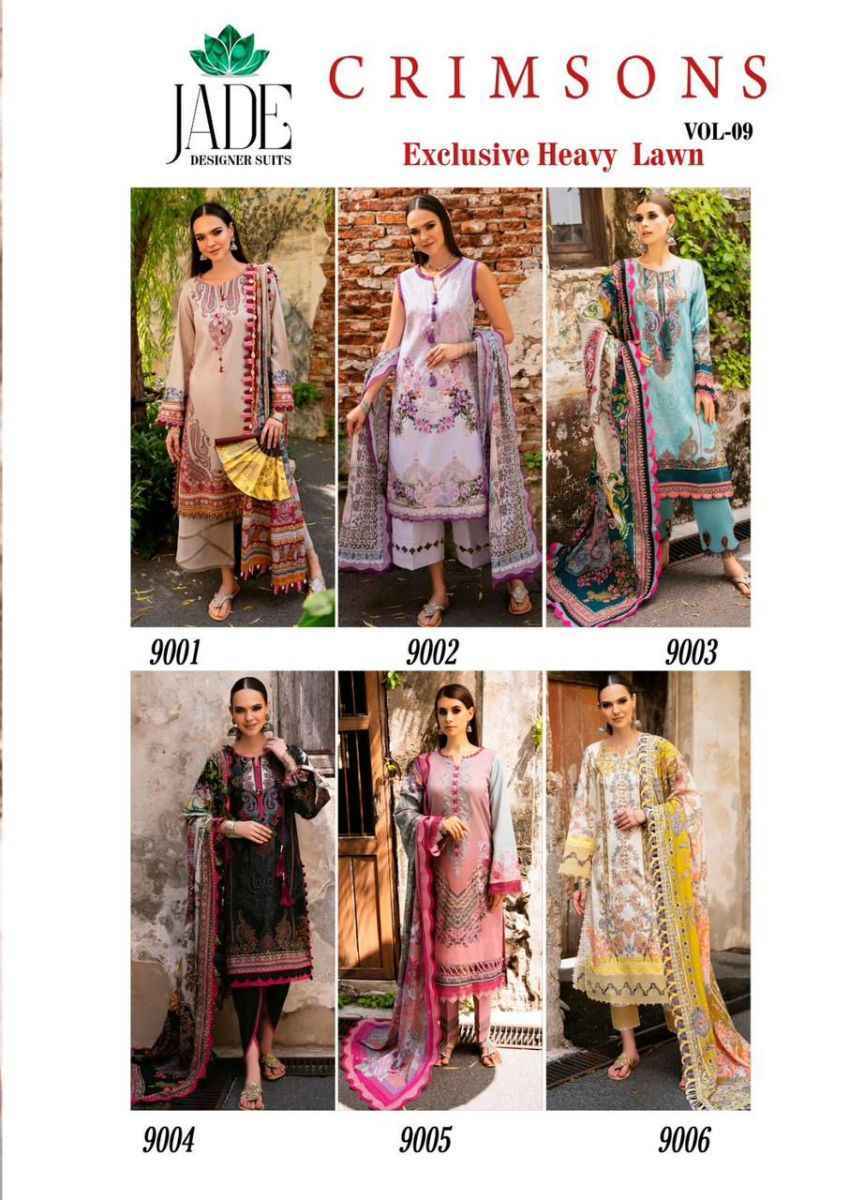 Jade Crimson Exclusive Heavy Lawn Collection Vol 9 Cotton Pakistani Suit ( 6 pc Cataloge )