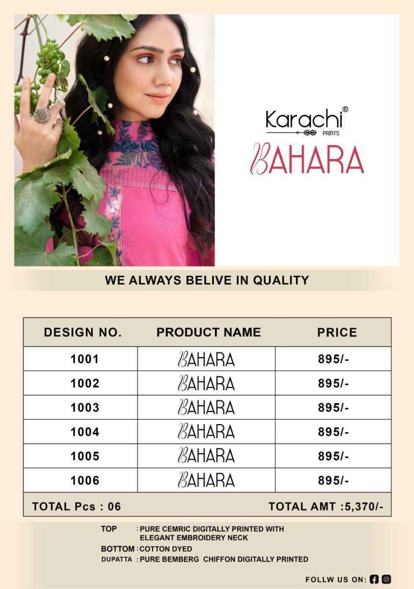 Kesar Karachi Prints Bahara Lawn Wholesale Salwar Kameez Surat ( 6 pcs Catalogue )