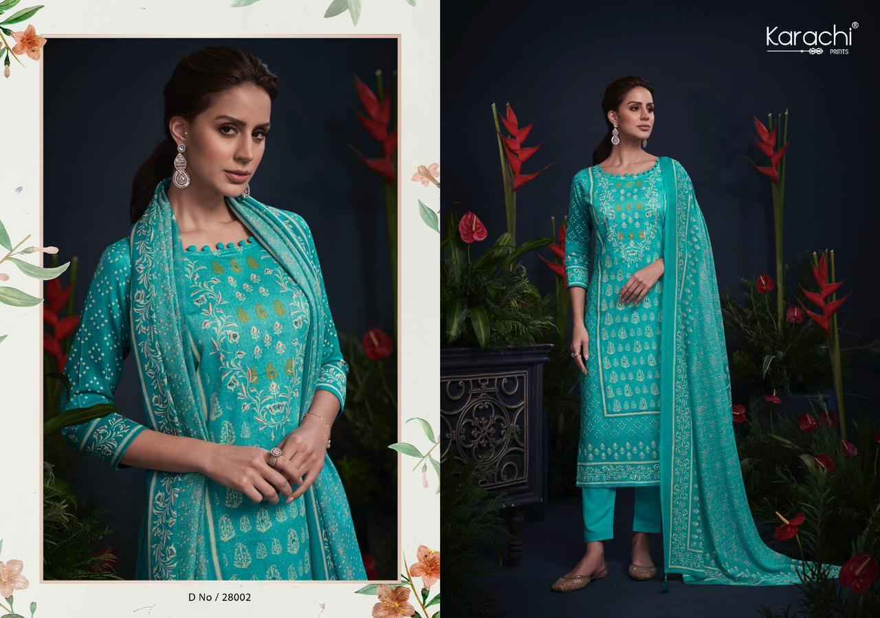 Kesar Karachi Prints Mahroom Viscose Wholesale Dress Material ( 6 pcs Catalogue )