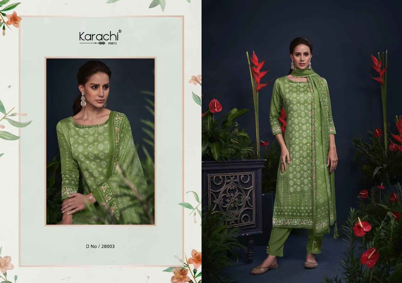 Kesar Karachi Prints Mahroom Viscose Wholesale Dress Material ( 6 pcs Catalogue )