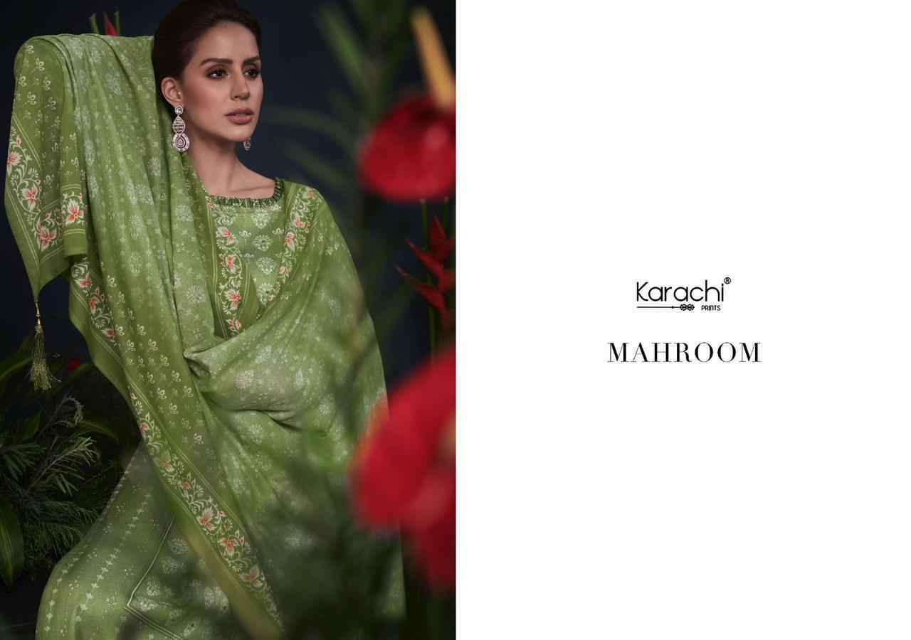 Kesar Karachi Prints Mahroom Viscose Wholesale Dress Material ( 6 pcs Catalogue )
