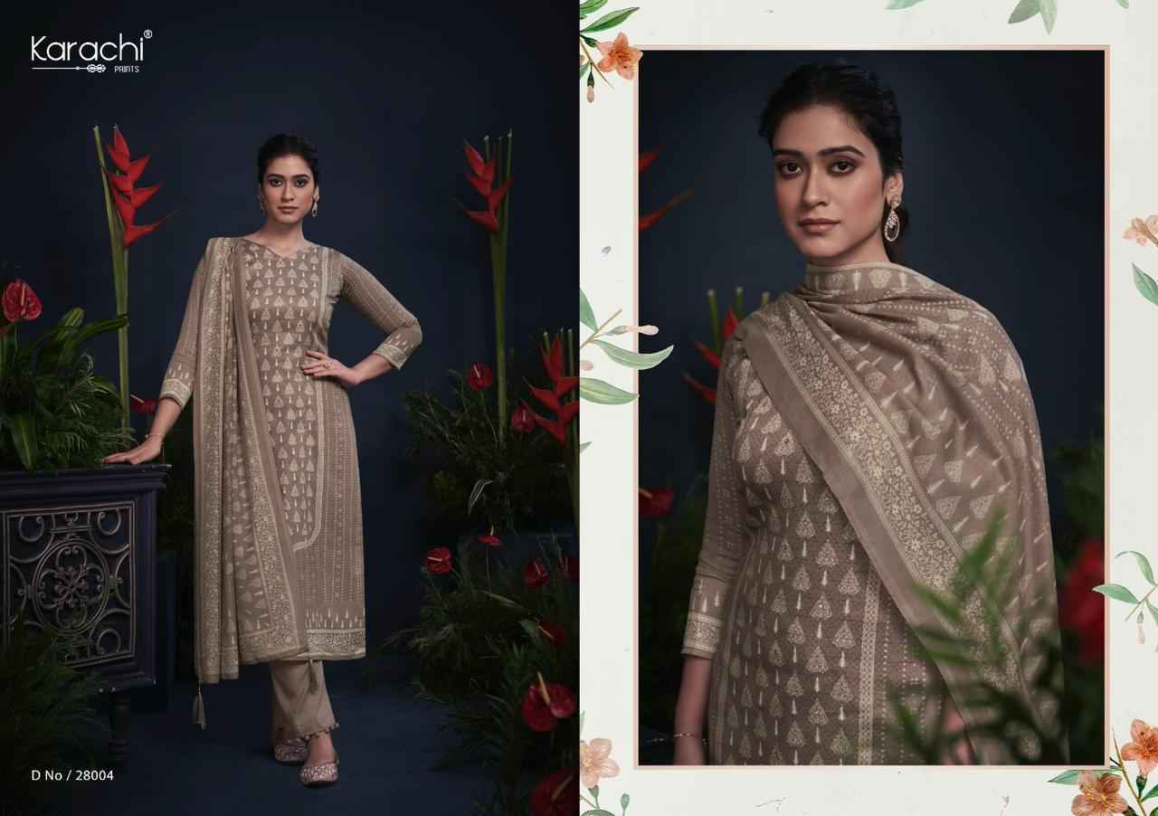 Kesar Karachi Prints Mahroom Viscose Wholesale Dress Material ( 6 pcs Catalogue )