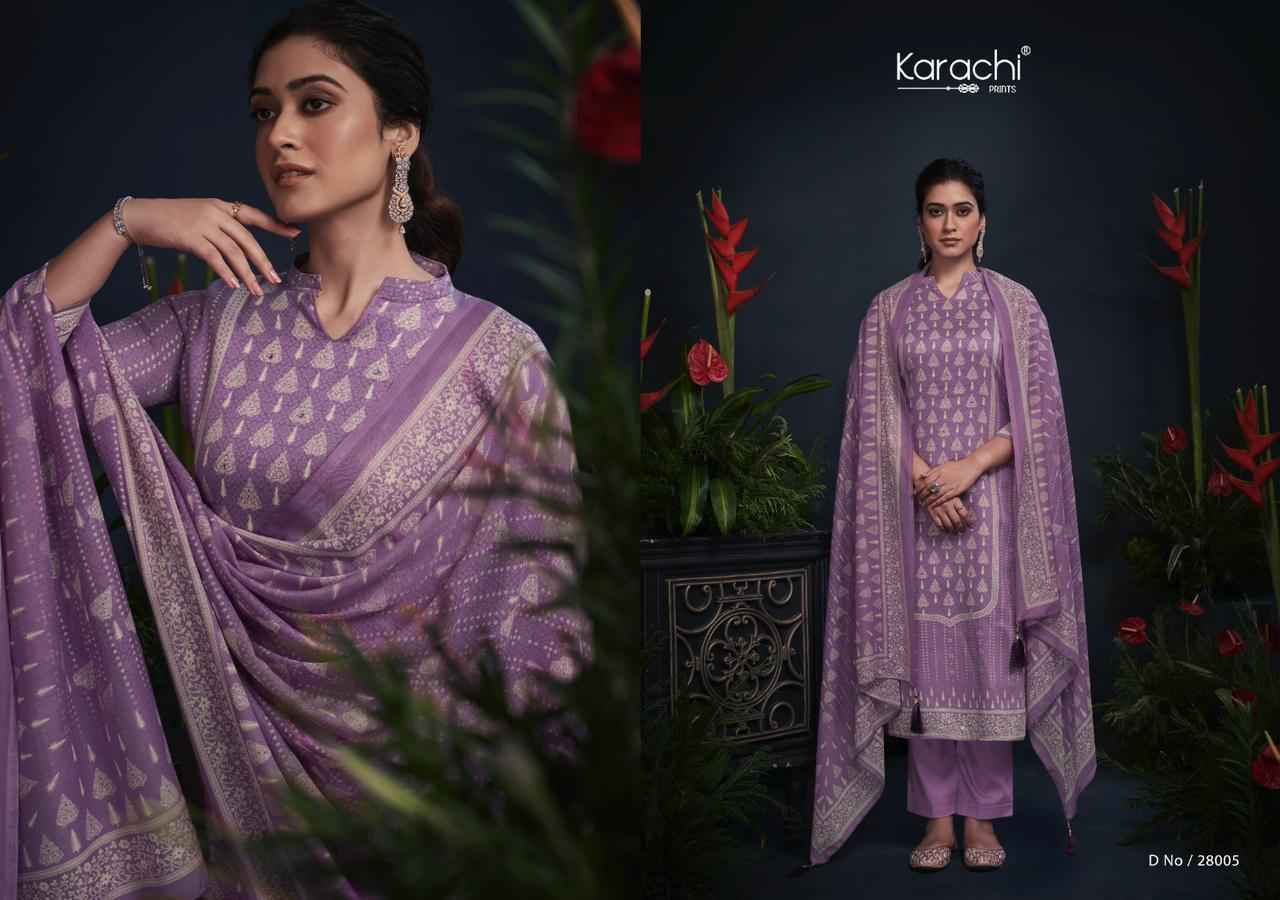 Kesar Karachi Prints Mahroom Viscose Wholesale Dress Material ( 6 pcs Catalogue )