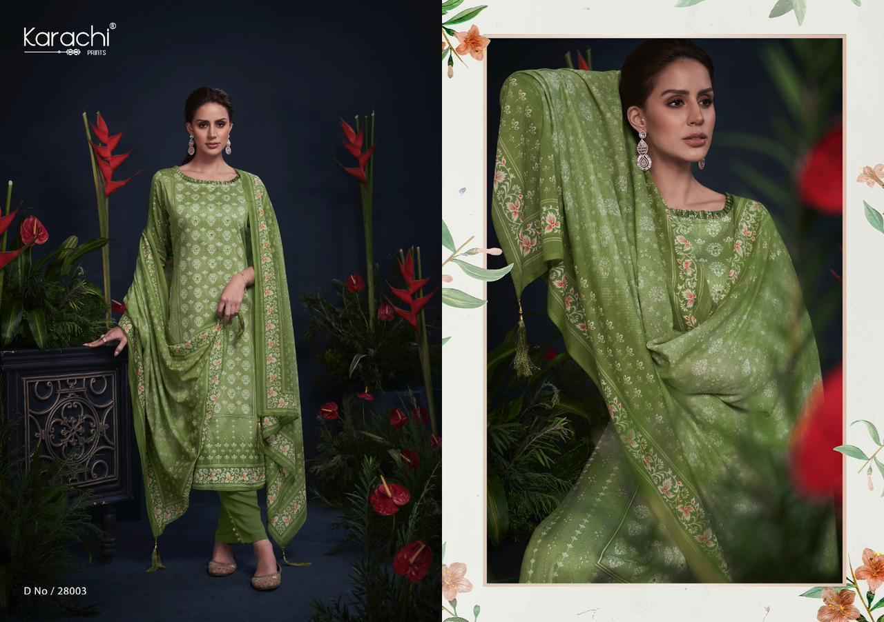 Kesar Karachi Prints Mahroom Viscose Wholesale Dress Material ( 6 pcs Catalogue )