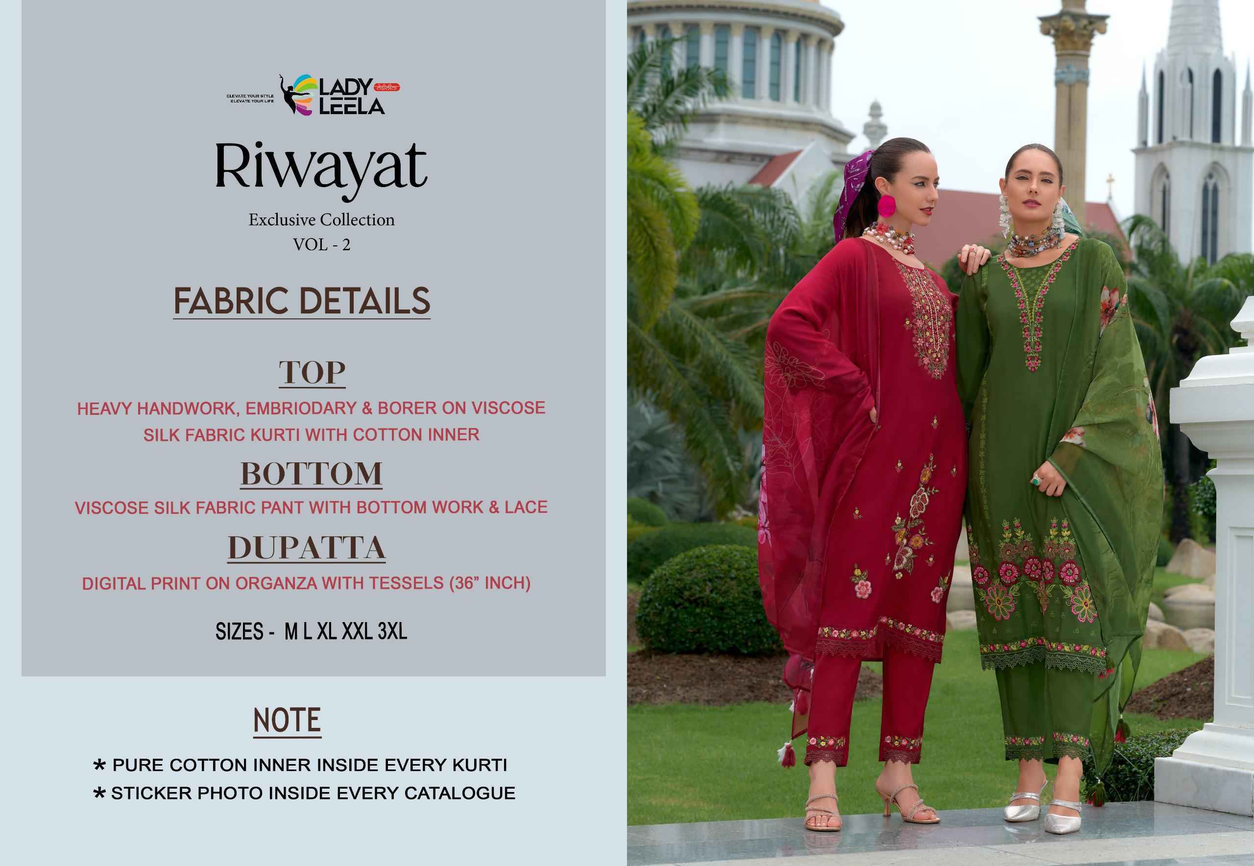 Lady Leela Riwayat Vol 2 Viscose Silk Readymade Suit - surat Wholesaler ( 6 PCS CATALOG )