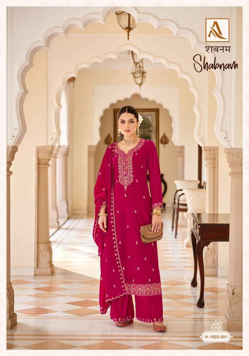 Alok Shabnam Velvet wholesale Dress Material 4 pcs Catalogue 