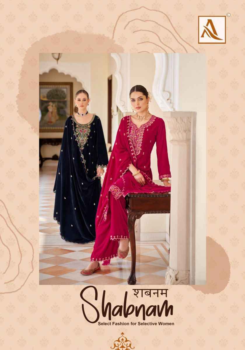 Alok Shabnam Velvet wholesale Dress Material 4 pcs Catalogue 