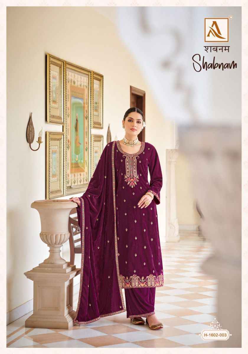 Alok Shabnam Velvet wholesale Dress Material 4 pcs Catalogue 