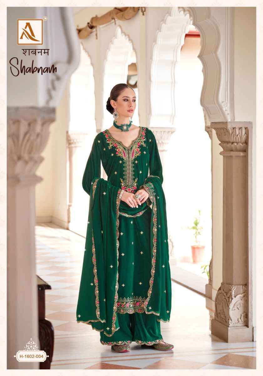 Alok Shabnam Velvet wholesale Dress Material 4 pcs Catalogue 
