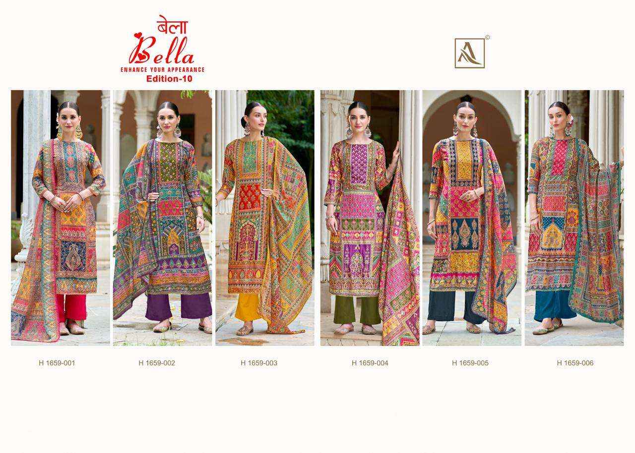 ALOK SUITS BELLA VOL 10 MUSLIN SALWAR KAMEEZ AT WHOLESALE PRICE ( 6 PCS CATALOG )