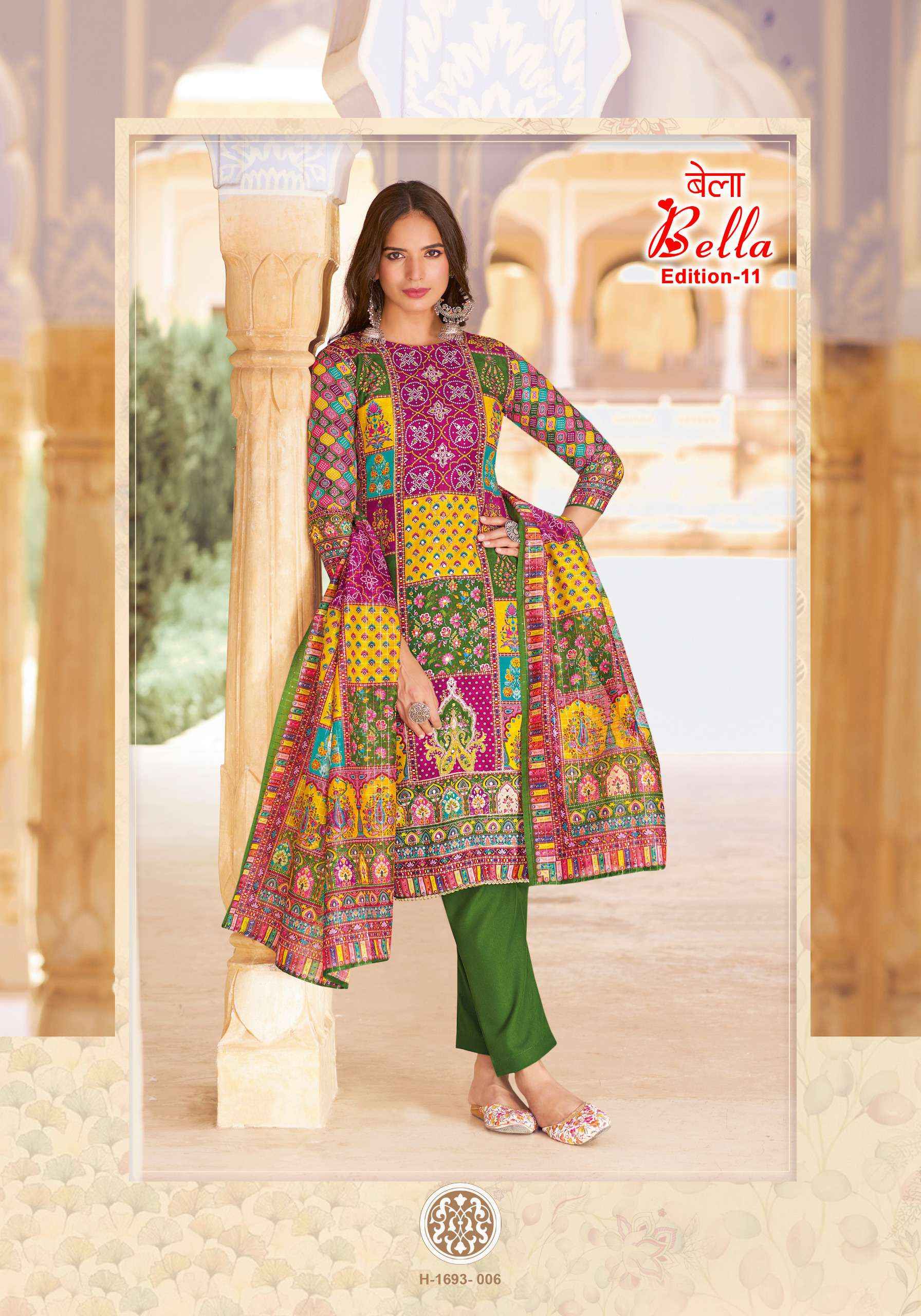 ALOK SUITS BELLA VOL 11 MUSLIN SALWAR KAMEEZ WHOLESALE SURAT ( 6 PCS CATALOG )